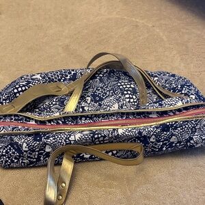 Lily Pulitzer for Targer  Gold and Blue Patterned Large Tote Bag